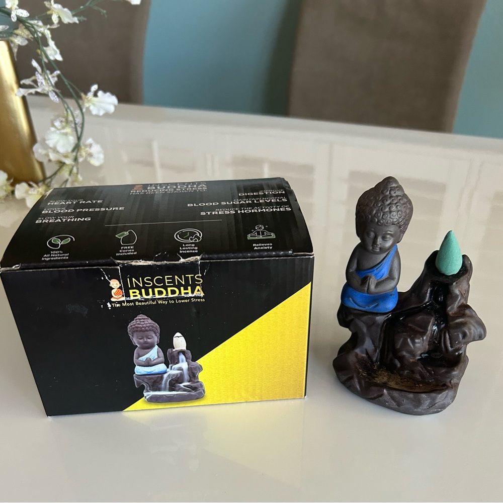 InsCents Waterfall Incense Cones with Buddha Holder